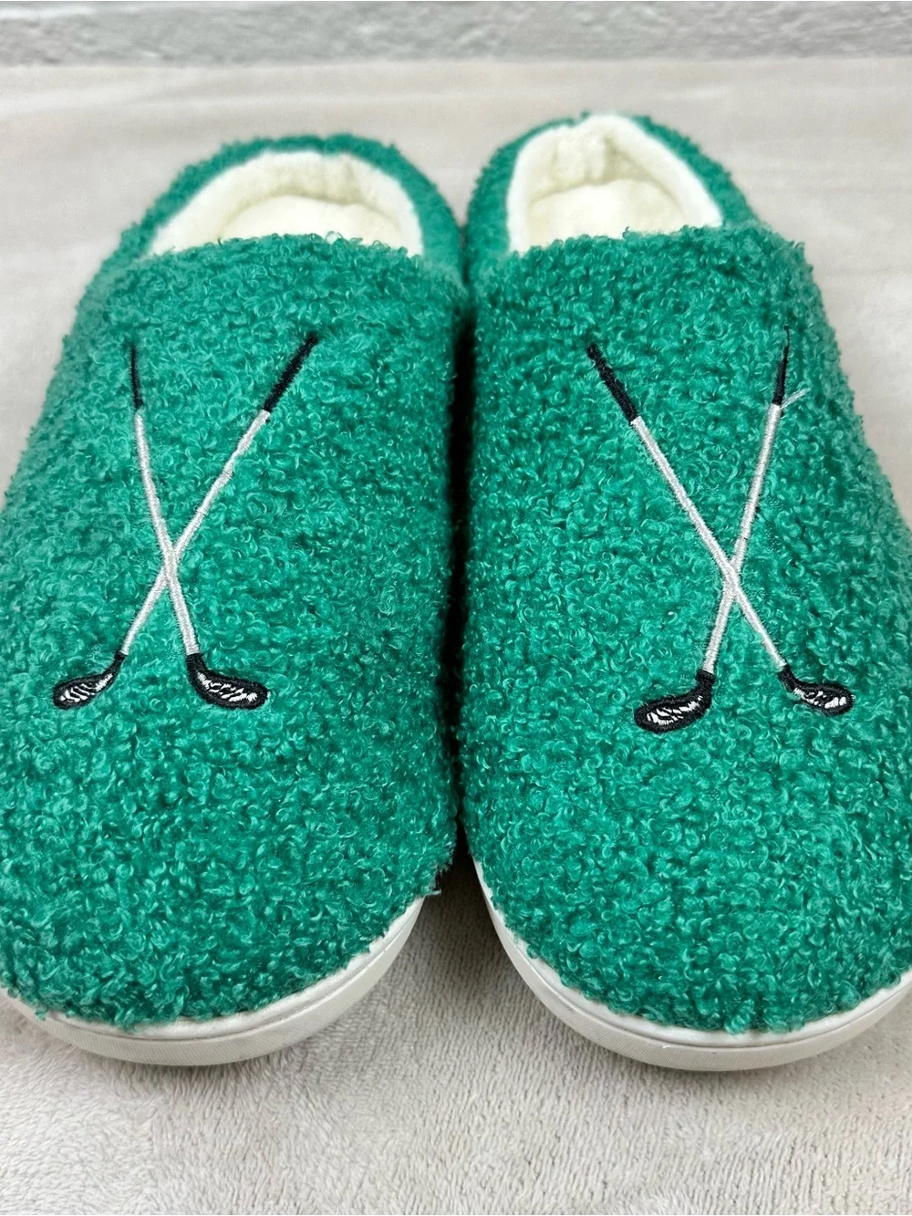Ember & Oak Golf Club Memory Foam Slippers Men’s XL 13 Green Cozy House Shoes